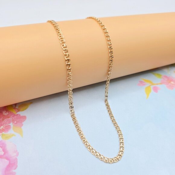 "Elegant Rose Gold Round Link Chain Necklace, 17.3 Inch Lightweight, XPNL0086 - Picture 1 of 12